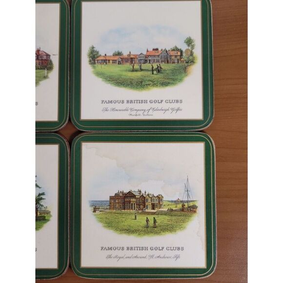 Set  of 6 Pimpernel British Golf Clubs Coasters Cork Backed Trivets #A32 - Picture 3 of 7